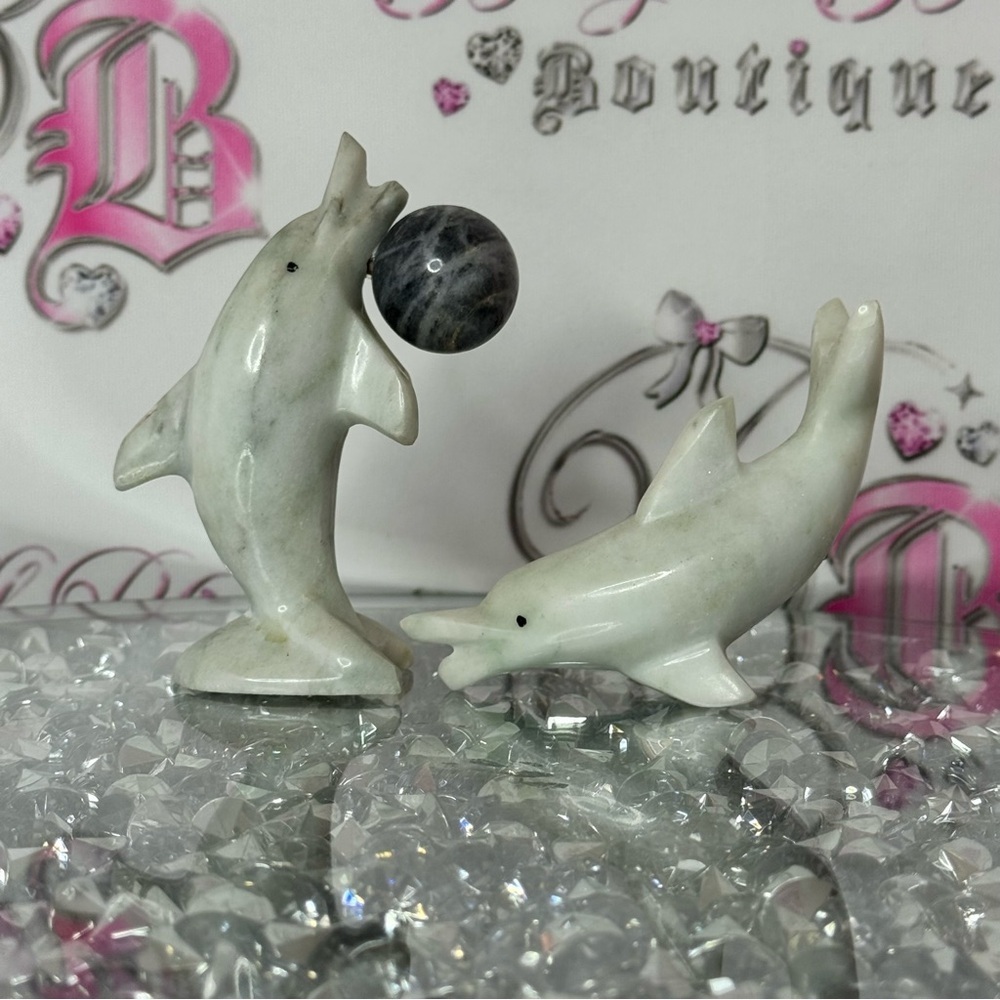 Marble Dolphin Figurines Crystal carved dolphins 🐬 marine life